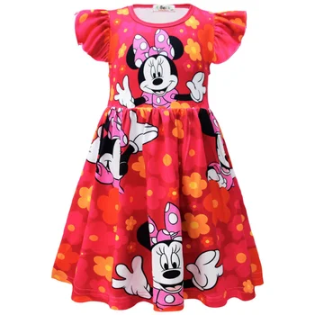 Детское Солнечное платье для маленьких девочек с милым рисунком Микки Мауса, платье Минни Маус для маленьких девочек, платье принцессы в кавайном стиле, Vestidos