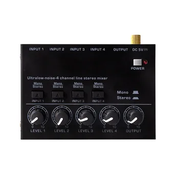 4-канальный линейный стереомикшер со сверхнизким уровнем шума, мини-профессиональный звуковой микшер, Источник питания DC5V, простой в эксплуатации аудиомикшер.