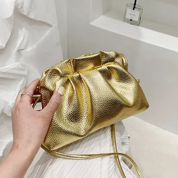 Роскошная сумка Gold Cloud Для женщин, кожаные бродяги, ретро-облачная сумка через плечо, маленькая сумка для телефона, дизайнерская сумка-клатч, женская сумка Bolsa