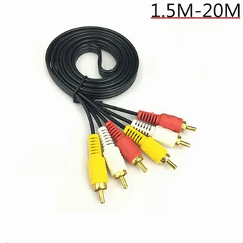 Штекер Композитного Аудио-Видео AV-кабеля 3RCA Male to 3 RCA Male 3X RCA В Розницу и оптом 1,5 М, 3 М, 5 М, 10 М, 15 М, 20 М