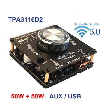 2 * 50 Вт TPA3116D2 Аудио Усилитель Мощности Стерео Bluetooth-совместимый 10 Вт ~ 100 Вт HiFi класса D Цифровой TPA3116 USB Звуковая Карта Музыкальный Усилитель