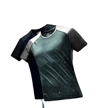 Новая мужская футболка быстросохнущая контрастного цвета По желанию Футболки High Street Basic Универсальные спортивные топы Мужская уличная одежда T27