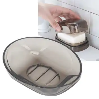 Пластиковая коробка для мыла 15,2x11,4x4 см, легко моющийся Сливной держатель для мыла с крышкой для туалетных принадлежностей в ванной комнате
