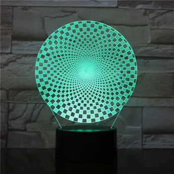 7 Цветов Меняющаяся 3D Иллюзорная Лампа luminaria round Night Lights 3D Настольная Лампа Luminaria Настольная Лампа для Подарка Поклонника 3213