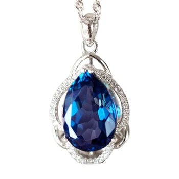 Великолепное ожерелье с подвеской из синего кубического циркония в форме капли воды для невесты, вечеринка в честь годовщины свадьбы, Элегантные женские украшения
