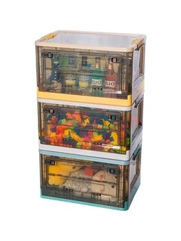 Caja de almacenamiento de juguetes para niños, cesta grande, transparente, frontal, para aperitivos, plearmario de ropa