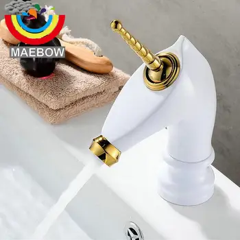 8 kolorów, jednorożec artystyczne kran z litego mosiądz Mixer Tap zimnej i ciepłej wody blat umywalce w łazience kran konia kran
