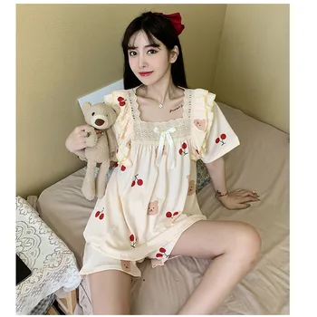 Пижама женская 2023 летняя новинка sweet ins мультяшные шорты с коротким рукавом увеличивают домашнюю одежду на 220 цзинь