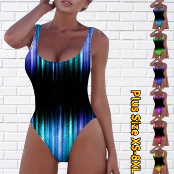 Новая женская пляжная одежда для плавания с 3D цветочным принтом, Летние виды спорта на открытом воздухе, Фитнес, цельный купальный костюм, одежда бикини XS-8XL