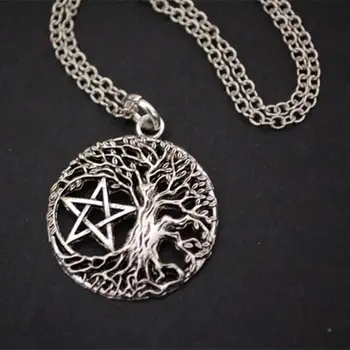 Ожерелье с изображением древа жизни в скандинавской мифологии викингов в виде пятиугольной звезды