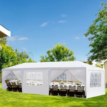 Уличный шатер для вечеринок 10x30 дюймов с 8 съемными боковинами, водонепроницаемый навес, свадебная беседка во внутреннем дворике, белый