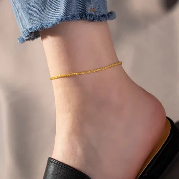 Золотой Сверкающий ножной браслет с гипсофилой для женщин, регулируемый ножной браслет с цепочкой из нержавеющей стали, простые модные ювелирные украшения оптом