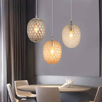 Подвесной светильник со светодиодной подсветкой, ретро Стеклянная лестница в ресторан, Креативный бар в скандинавском стиле, кухня, обеденный стол, Подвесная лампа