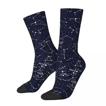 Счастливые мужские носки, Астрономические Созвездия, Винтажная звезда Зодиака Харадзюку, Хип-Хоп Повседневная экипаж, подарочный носок с рисунком Crazy