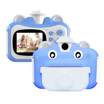 Камеры мгновенной печати Детская камера 2,4-дюймовый экран 1080P Видеозапись без чернил объектив с поворотом на 180 градусов с бумагой для печати для детей