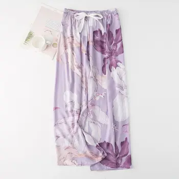 Новые летние Мягкие Повседневные пижамные штаны большого размера, пижамы для женщин, длинные брюки с цветочным принтом, пижамные штаны для сна, домашняя одежда