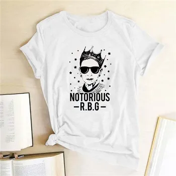 Seeyoushy Notorious -R.B.G- Летний Повседневный Модный женский топ с круглым вырезом и коротким рукавом, женская футболка Harajuku, Винтажный женский топ 90-х годов