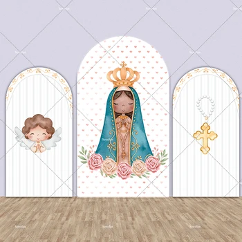 Декор для вечеринки на стене с аркой для крещения, фон Кьяры, Крестик маленького Ангела, фоновая фотография для Первого Святого Причастия, обложка для фотосъемки