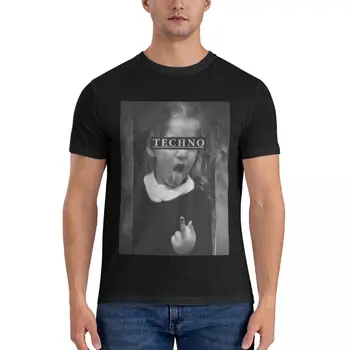 Классическая футболка с рисунком маленькой техно-девочки, черные футболки, футболки с кошками, футболки с рисунком fruit of the loom, мужские футболки