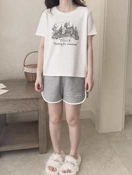 Хлопковая футболка Женская Летняя с коротким рукавом и круглым вырезом, свободные повседневные топы, эстетичная футболка Harajuku
