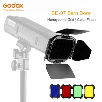 Амбарная дверь Godox BD-07 со Съемной ячеистой сеткой и 4 Цветными Гелевыми фильтрами для Godox AD200 Pocket Speedlite