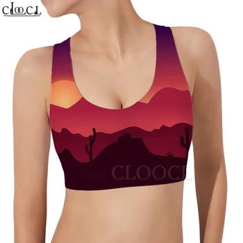 CLOOCL, женский спортивный жилет, арбузный градиент, иллюстрация заката, 3D-узор, майка, женская мода, бюстгальтер для йоги и фитнеса.
