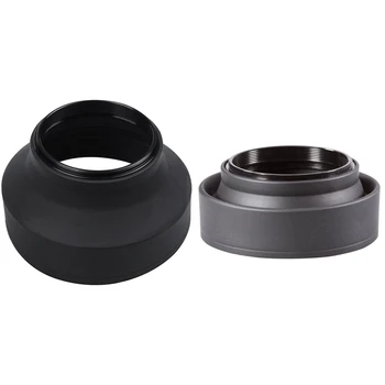 Черная резиновая бленда HFES 2 шт 3 В 1 для Canon Sony Nikon, 52 мм и 58 мм