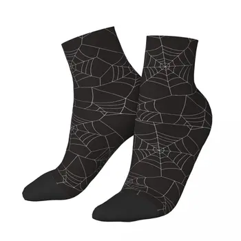 Зимние носки унисекс с паутиной на Хэллоуин, скелет, череп, кость, велосипедные Счастливые носки, уличный стиль, Сумасшедший носок