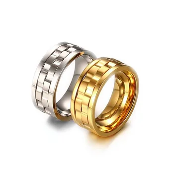 Мужской двухполосный спиннер Беспокойное кольцо для медитации для мужчин Обручальные кольца из нержавеющей стали Мужские украшения
