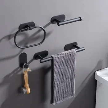 Formwell 4шт 15,7-дюймовый набор аксессуаров для ванной комнаты из нержавеющей стали, самоклеящаяся вешалка для полотенец, кольцо для полотенец, держатель для бумаги, крючок
