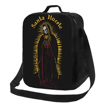 Женская сумка для ланча Santa Muerte, утепленная сумка для ланча, День мертвых, Череп Святого Мексиканца, термоохладитель, сумка для ланча, Пляжный кемпинг, путешествия