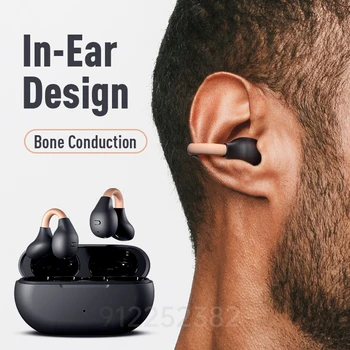 Беспроводная клипса для ушей, наушники с костной проводимостью, наушники Bluetooth 5.3, клипса для ушей, спортивные наушники, крючки для наушников с микрофоном