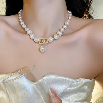 Модное милое новое ожерелье BLIJERY для женщин, имитирующее жемчужное колье с буквами, ювелирные изделия на шее, эстетичные ожерелья с подвесками