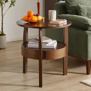 1 шт. Домашний портативный простой журнальный столик для гостиной в китайском стиле, украшение деревянной мебели в стиле ретро, маленький круглый столик