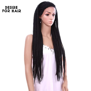 Desire for hair 32-дюймовые длинные светлые волосы омбре, предварительно заплетенные в косички, термостойкие синтетические парики на кружеве спереди для чернокожих женщин
