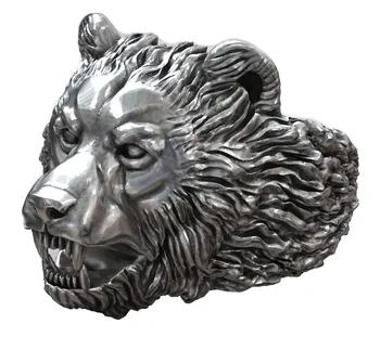 3D Барибал Дикий Американский Черный Медведь Кольцо Из Твердого Стерлингового Серебра 925 Пробы Кольцо Из Черного Золота