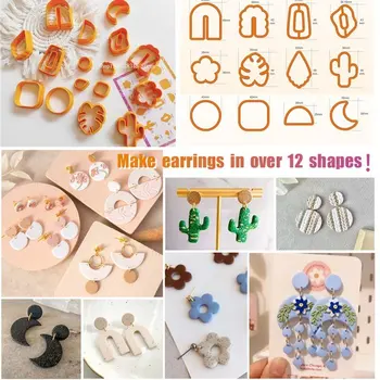 16 Штампов для резки мягких керамических серег Ручной работы Аксессуары для мягких керамических Серег 3D Пластиковое моделирование Инструмент для штамповки сережек