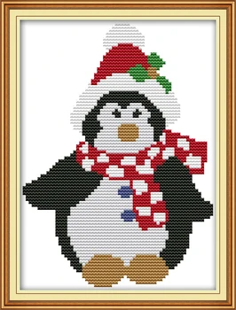 Рождественские пингвины набор для вышивания крестиком aida 14ct 11ct количество стежков на холсте с принтом вышивка DIY ручной работы