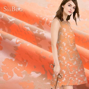 Элегантная оранжевая жаккардовая ткань с цветочным узором в американском стиле, парча, одежда для фрака, tissu tecidos fabrc telas stoffen SP5172