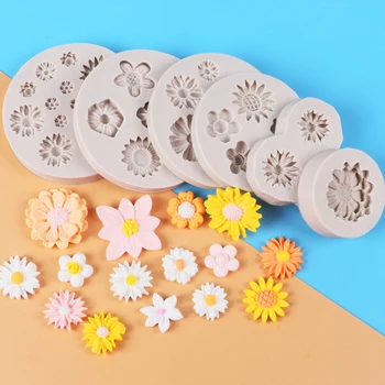 Силиконовая форма 3D Маргаритка, форма для выпечки, сделай САМ, Цветок дикой хризантемы, Инструменты для украшения торта из шоколадной помадки, форма из смолы для выпечки