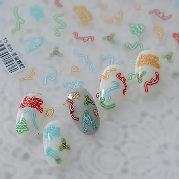 TS895 Рождественские наклейки для ногтей, Самоклеящиеся Слайдеры, наклейки для дизайна ногтей, украшения для маникюра