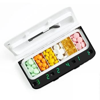 Умный Еженедельный органайзер для таблеток для путешествий, Дозатор напоминаний о таймере для таблеток, сигнализация, коробка для таблеток, Портативный дорожный футляр для витаминов, Рыбий жир