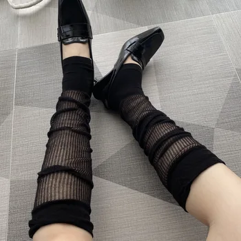 Прозрачные полоски, женские носки длиной до колен