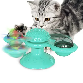 Игрушка-ветряная мельница для кошек, забавные массажные вращающиеся игрушки для кошек Со светодиодным шариком из кошачьей мяты, товары для чистки зубов, товары для домашних животных