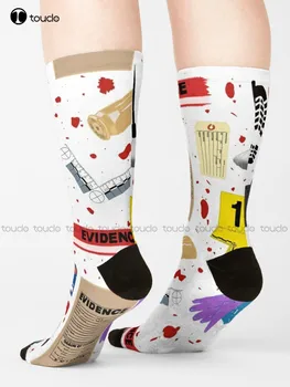 Носки Crime Scene Essentials, женские носки унисекс для взрослых, подростков, молодежных носков с цифровым принтом 360 °, уличная одежда в стиле харадзюку, подарок в стиле ретро, 1 пара