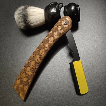 Деревянная складная ручка ножа для бритья бороды, опасная бритва, инструмент для укладки волос, мужской ручной удобный триммер для волос, бритва