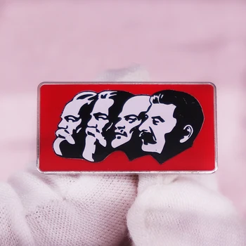 Флаг коммунизма Маркс Энгельс Ленин Сталин Эмалевый значок CCCP на лацкане Да здравствует марксизм-ленинизм Значок