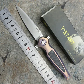 Kanedeiia Y-START LK5022S Складной Нож S35VN Лезвие Из Углеродного Волокна + Титановая Ручка Открытый Кемпинг Охота Выживание EDC Инструменты