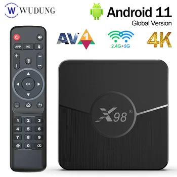 Высокое качество X98 Plus Amlogic S905W2 Smart TV Box Android 11 4G 64GB Поддержка H.265 AV1 Двойной Wifi BT5.0 4GB 32GB телеприставка Новая