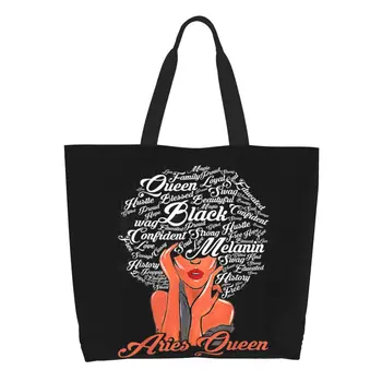 Многоразовая Африканская королева Женская сумка для покупок для чернокожих девушек Женская Холщовая сумка через плечо Моющиеся продуктовые сумки для покупок